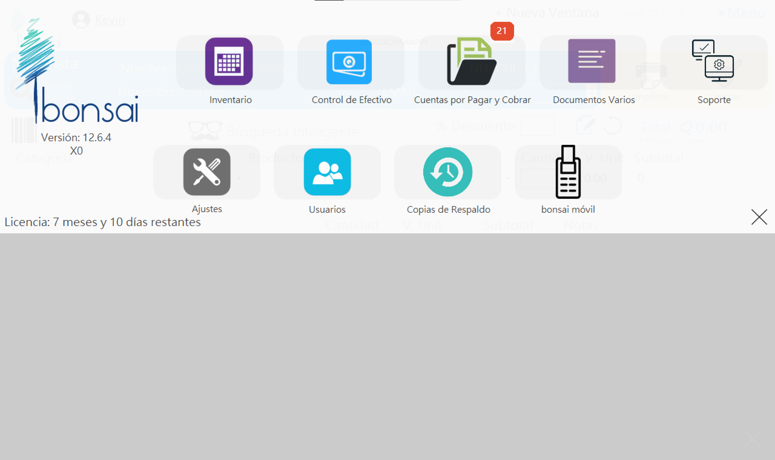 bonsai Tradicional dashboard